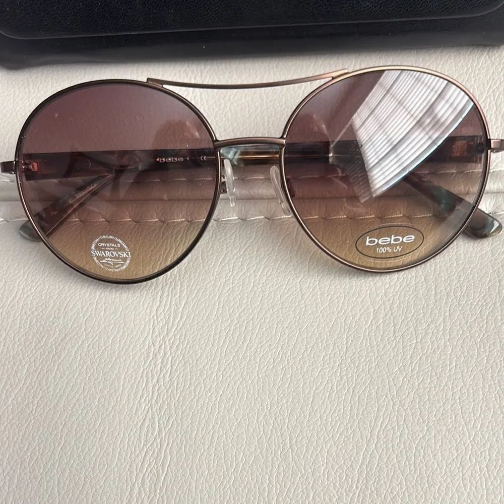 Bebe Round Sunglasses with Swarovski Crystals